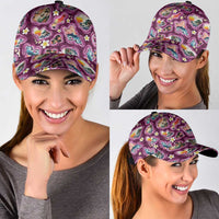 Hawaii Islands Map Design with Japanese Landscape Classic Cap Hawaiian Japan Fusion Art Pink Color LT03 - Polynesian Pride