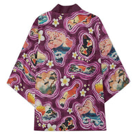 Hawaii Islands Map Design with Japanese Landscape Kimono Hawaiian Japan Fusion Art Pink Color LT03 - Polynesian Pride