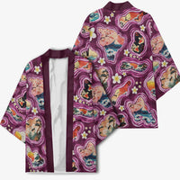 Hawaii Islands Map Design with Japanese Landscape Kimono Hawaiian Japan Fusion Art Pink Color LT03 - Polynesian Pride