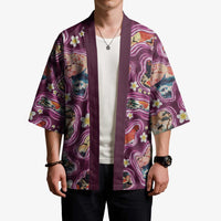 Hawaii Islands Map Design with Japanese Landscape Kimono Hawaiian Japan Fusion Art Pink Color LT03 - Polynesian Pride