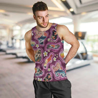 Hawaii Islands Map Design with Japanese Landscape Men Tank Top Hawaiian Japan Fusion Art Pink Color LT03 Pink - Polynesian Pride
