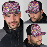 Hawaii Islands Map Design with Japanese Landscape Mesh Trucker Cap Hawaiian Japan Fusion Art Pink Color LT03 - Polynesian Pride