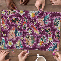 Hawaii Islands Map Design with Japanese Landscape Puzzle Hawaiian Japan Fusion Art Pink Color LT03 - Polynesian Pride