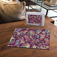 Hawaii Islands Map Design with Japanese Landscape Puzzle Hawaiian Japan Fusion Art Pink Color LT03 - Polynesian Pride