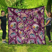 Hawaii Islands Map Design with Japanese Landscape Quilt Hawaiian Japan Fusion Art Pink Color LT03 - Polynesian Pride
