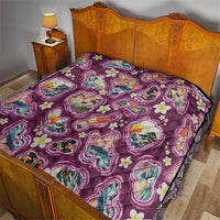 Hawaii Islands Map Design with Japanese Landscape Quilt Hawaiian Japan Fusion Art Pink Color LT03 - Polynesian Pride