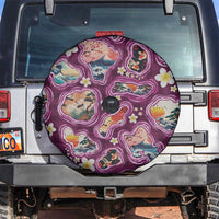 Hawaii Islands Map Design with Japanese Landscape Spare Tire Cover Hawaiian Japan Fusion Art Pink Color LT03 Pink - Polynesian Pride