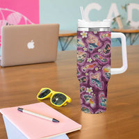 Hawaii Islands Map Design with Japanese Landscape Tumbler With Handle Hawaiian Japan Fusion Art Pink Color LT03 - Polynesian Pride
