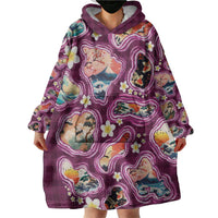 Hawaii Islands Map Design with Japanese Landscape Wearable Blanket Hoodie Hawaiian Japan Fusion Art Pink Color LT03 - Polynesian Pride