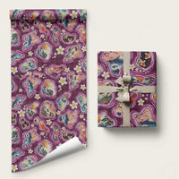 Hawaii Islands Map Design with Japanese Landscape Wrapping Paper Hawaiian Japan Fusion Art Pink Color LT03 58" × 23" Pink - Polynesian Pride