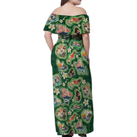 Hawaiian and Japanese Culture Together Family Matching Off Shoulder Maxi Dress and Hawaiian Shirt Hawaiian Island Shapes with Japanese Landscape Green Color LT03 - Polynesian Pride