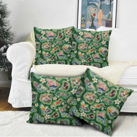 Hawaiian and Japanese Culture Together Pillow Cover Hawaiian Island Shapes with Japanese Landscape Green Color LT03 - Polynesian Pride