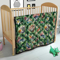 Hawaiian and Japanese Culture Together Quilt Hawaiian Island Shapes with Japanese Landscape Green Color LT03 - Polynesian Pride