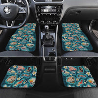 Hawaiian and Japanese Culture Together Car Mats Hawaiian Island Shapes with Japanese Landscape Teal Color LT03 Set 4pcs Teal - Polynesian Pride