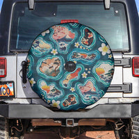 Hawaiian and Japanese Culture Together Spare Tire Cover Hawaiian Island Shapes with Japanese Landscape Teal Color LT03 Teal - Polynesian Pride