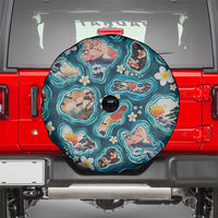 Hawaiian and Japanese Culture Together Spare Tire Cover Hawaiian Island Shapes with Japanese Landscape Teal Color LT03 - Polynesian Pride