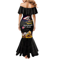 American Samoa Fue and Kava Bowl Family Matching Mermaid Dress and Hawaiian Shirt Plumeria and Polynesian Pattern LT03 - Polynesian Pride