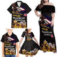 American Samoa Fue and Kava Bowl Family Matching Off Shoulder Maxi Dress and Hawaiian Shirt Plumeria and Polynesian Pattern LT03 - Polynesian Pride