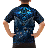 New Zealand Matariki Family Matching Off The Shoulder Long Sleeve Dress and Hawaiian Shirt Maori Pattern and Kiwi Bird Haka Dance Sky Night LT03 - Polynesian Pride