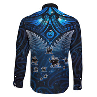 New Zealand Matariki Family Matching Off Shoulder Short Dress and Hawaiian Shirt Maori Pattern and Kiwi Bird Haka Dance Sky Night LT03 - Polynesian Pride