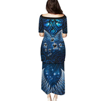 New Zealand Matariki Family Matching Puletasi and Hawaiian Shirt Maori Pattern and Kiwi Bird Haka Dance Sky Night LT03 - Polynesian Pride