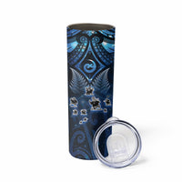 New Zealand Matariki Skinny Tumbler Maori Pattern and Kiwi Bird Haka Dance Sky Night LT03 - Polynesian Pride