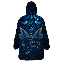New Zealand Matariki Wearable Blanket Hoodie Maori Pattern and Kiwi Bird Haka Dance Sky Night LT03 - Polynesian Pride