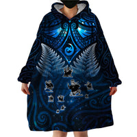 New Zealand Matariki Wearable Blanket Hoodie Maori Pattern and Kiwi Bird Haka Dance Sky Night LT03 - Polynesian Pride