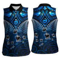 New Zealand Matariki Women Sleeveless Polo Shirt Maori Pattern and Kiwi Bird Haka Dance Sky Night LT03 - Polynesian Pride