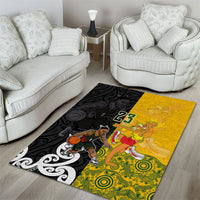 Aotearoa New Zealand And Australia Basketball Custom Area Rug Maori Tribal Tattoo And Aboriginal Dot Art Heritage LT03 - Polynesian Pride