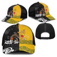 Aotearoa New Zealand And Australia Basketball Baseball Net Cap Maori Tribal Tattoo And Aboriginal Dot Art Heritage LT03 - Polynesian Pride