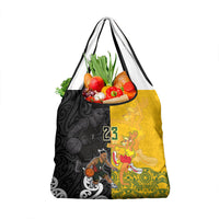 Aotearoa New Zealand And Australia Basketball Custom Grocery Bag Maori Tribal Tattoo And Aboriginal Dot Art Heritage LT03 1-pack One Size Multicolor - Polynesian Pride