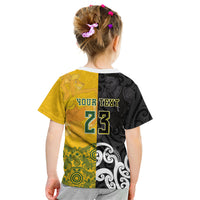 Aotearoa New Zealand And Australia Basketball Custom Kid T Shirt Maori Tribal Tattoo And Aboriginal Dot Art Heritage LT03 - Polynesian Pride