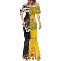 Aotearoa New Zealand And Australia Basketball Custom Mermaid Dress Maori Tribal Tattoo And Aboriginal Dot Art Heritage LT03 - Polynesian Pride