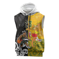 Aotearoa New Zealand And Australia Basketball Custom Sleeveless Hoodie Maori Tribal Tattoo And Aboriginal Dot Art Heritage LT03 Multicolor - Polynesian Pride