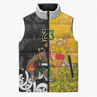 Aotearoa New Zealand And Australia Basketball Custom Sleeveless Puffer Jacket Maori Tribal Tattoo And Aboriginal Dot Art Heritage LT03 Unisex Multicolor - Polynesian Pride