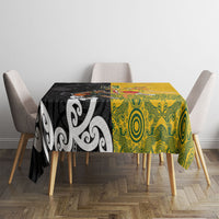 Aotearoa New Zealand And Australia Basketball Custom Tablecloth Maori Tribal Tattoo And Aboriginal Dot Art Heritage LT03 - Polynesian Pride