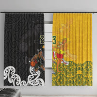 Aotearoa New Zealand And Australia Basketball Custom Window Curtain Maori Tribal Tattoo And Aboriginal Dot Art Heritage LT03 With Hooks Multicolor - Polynesian Pride