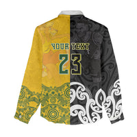 Aotearoa New Zealand And Australia Basketball Custom Women Casual Shirt Maori Tribal Tattoo And Aboriginal Dot Art Heritage LT03 - Polynesian Pride