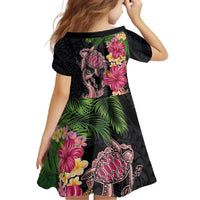 Hawaiian Tropical Plants Turtle and Shark Family Matching Off Shoulder Maxi Dress and Hawaiian Shirt Polynesian Art Tattoo LT03 - Polynesian Pride