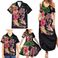 Hawaiian Tropical Plants Turtle and Shark Family Matching Summer Maxi Dress and Hawaiian Shirt Polynesian Art Tattoo LT03 - Polynesian Pride