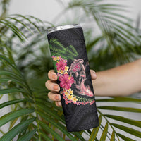 Hawaiian Tropical Plants Turtle and Shark Skinny Tumbler Polynesian Art Tattoo LT03 - Polynesian Pride