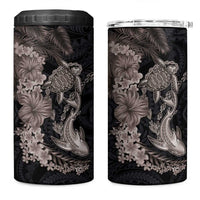 Hawaiian Tropical Plants Turtle and Shark 4 in 1 Can Cooler Tumbler Polynesian Art Tattoo Grayscale Color LT03 One Size: 16 oz Black - Polynesian Pride