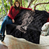 Hawaiian Tropical Plants Turtle and Shark Quilt Polynesian Art Tattoo Grayscale Color