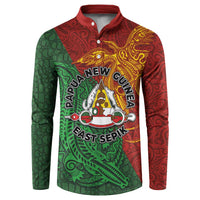Papua New Guinea East Sepik Province Button Sweatshirt Tribal Crocodile Birds of Paradise Melanesian Tattoo LT03 Green - Polynesian Pride