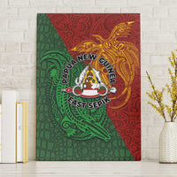 Papua New Guinea East Sepik Province Canvas Wall Art Tribal Crocodile Birds of Paradise Melanesian Tattoo LT03 Without Frame Green - Polynesian Pride