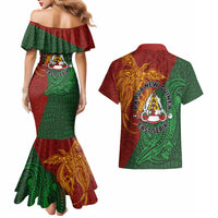 Papua New Guinea East Sepik Province Couples Matching Mermaid Dress and Hawaiian Shirt Tribal Crocodile Birds of Paradise Melanesian Tattoo LT03 - Polynesian Pride