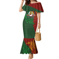 Papua New Guinea East Sepik Province Family Matching Mermaid Dress and Hawaiian Shirt Tribal Crocodile Birds of Paradise Melanesian Tattoo LT03 Mom's Dress Green - Polynesian Pride