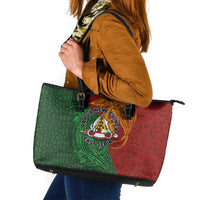 Papua New Guinea East Sepik Province Leather Tote Bag Tribal Crocodile Birds of Paradise Melanesian Tattoo LT03 Green - Polynesian Pride