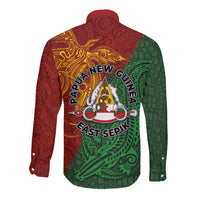Papua New Guinea East Sepik Province Long Sleeve Button Shirt Tribal Crocodile Birds of Paradise Melanesian Tattoo LT03 - Polynesian Pride